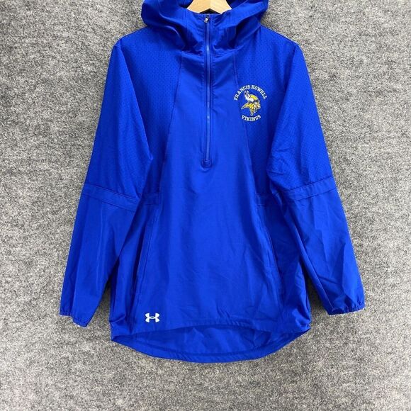 Under Armour Jacket Anorak Women XS Blue 1/2 Zip Hooded Heatgear Long Sleeve - Picture 4 of 10